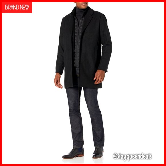 Wool Blend Top Coat with Quilted Bib Dual Closure Regular Fit